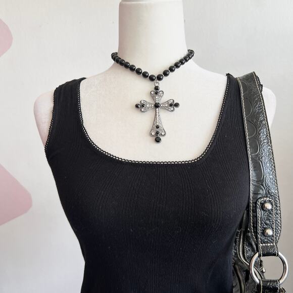 Black Lace Trim Tank Top, Gothic Whimsigoth Grunge‎ Indie Sleaze Small - Picture 2 of 6